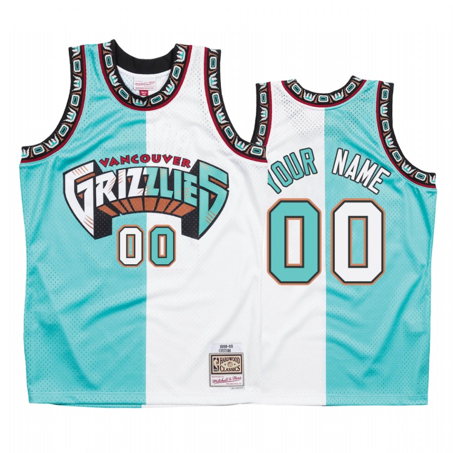 Memphis Grizzlies Custom #00 White Teal Split Jersey