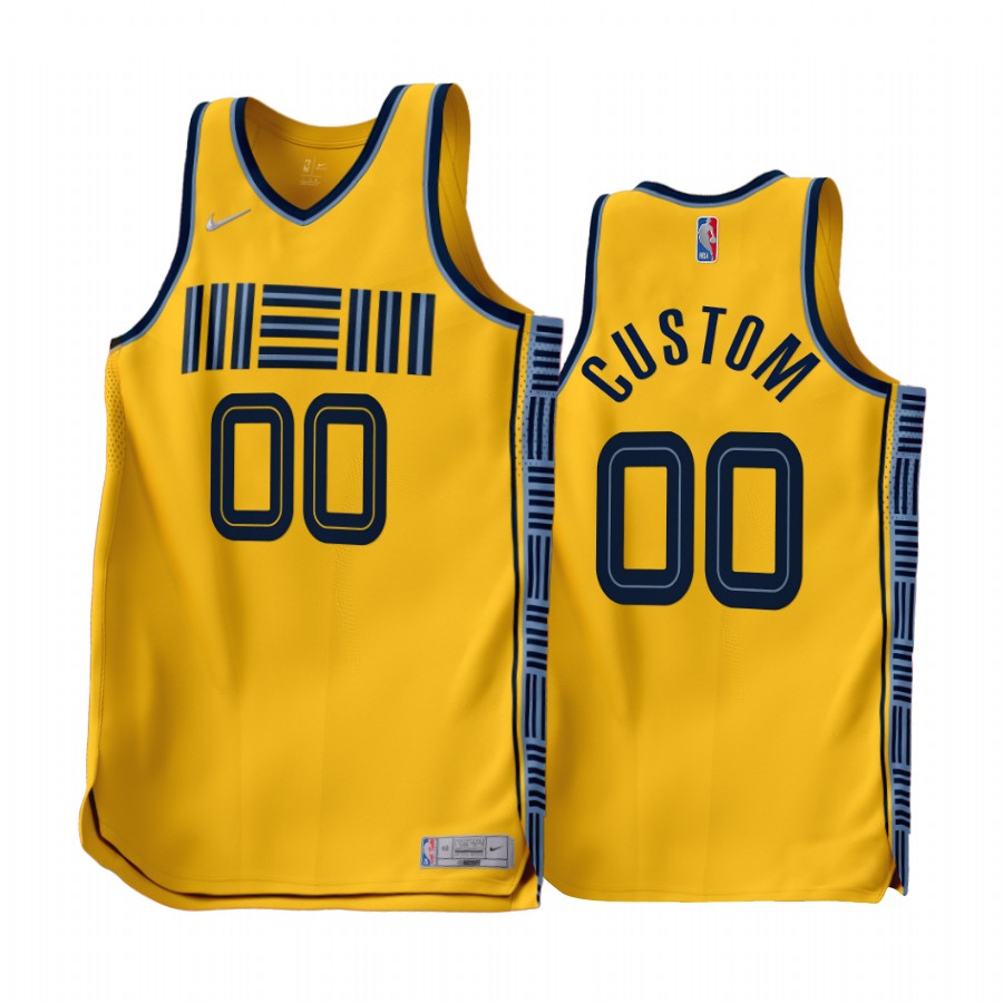 Memphis Grizzlies custom Earned Edition Gold #00 Jersey