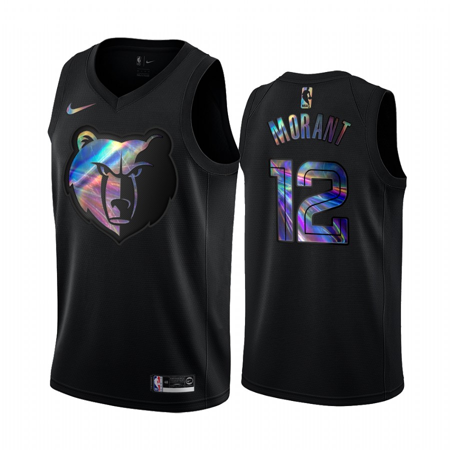Memphis Grizzlies Ja Morant #12 Jersey Iridescent HWC Collection Black Limited