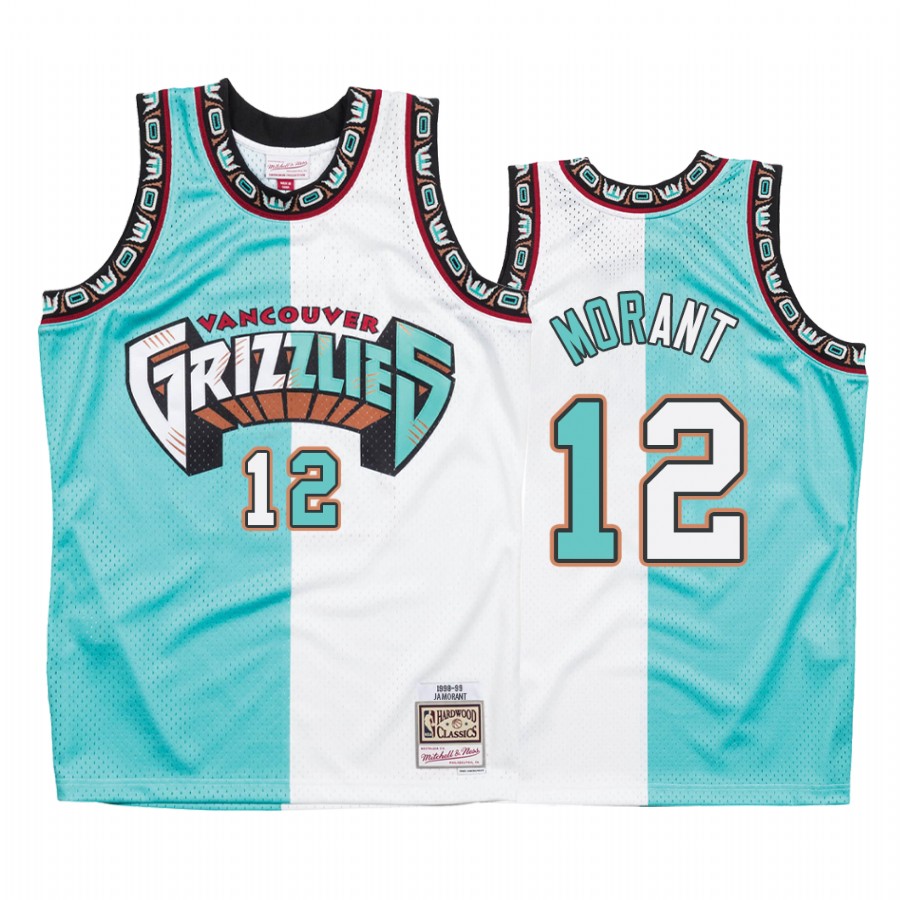 Memphis Grizzlies Ja Morant #12 White Teal Split Jersey