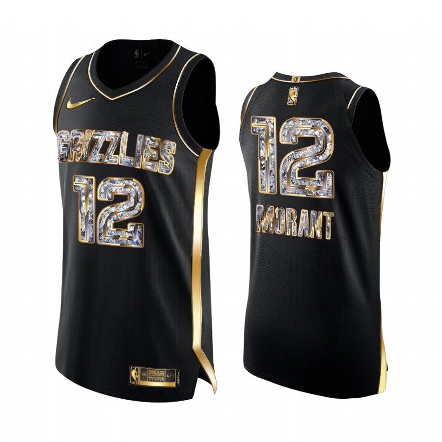 Memphis Grizzlies Ja Morant Black Diamond Edition Jersey Playoffs #12