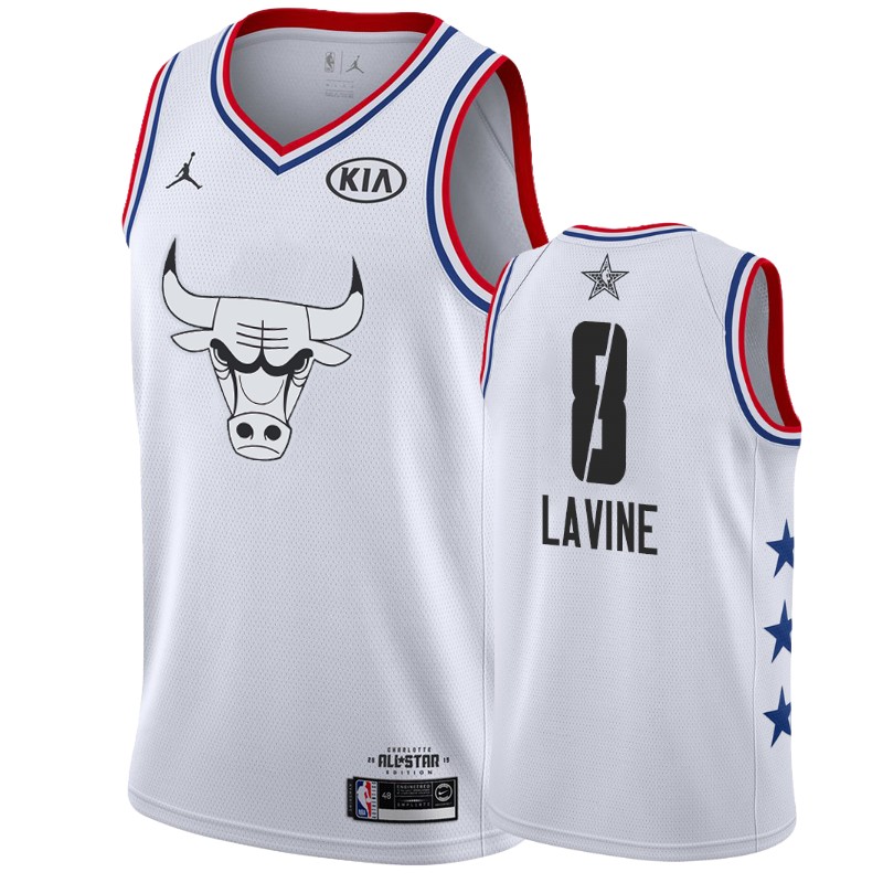 Men Chicago Bulls #8 Zach LaVine All-Star Game Finished Jersey - White