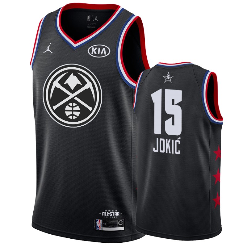 Men Denver Nuggets #15 Nikola Jokic All-Star Game Finished Jersey - Black
