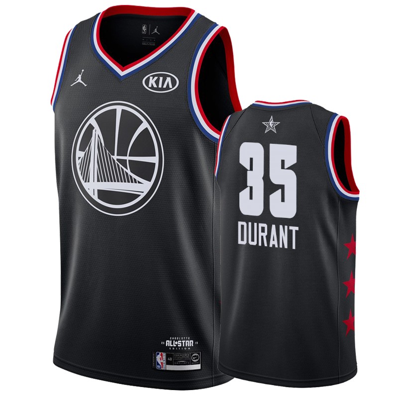Men Golden State Warriors #35 Kevin Durant All-Star Game Finished Jersey - Black