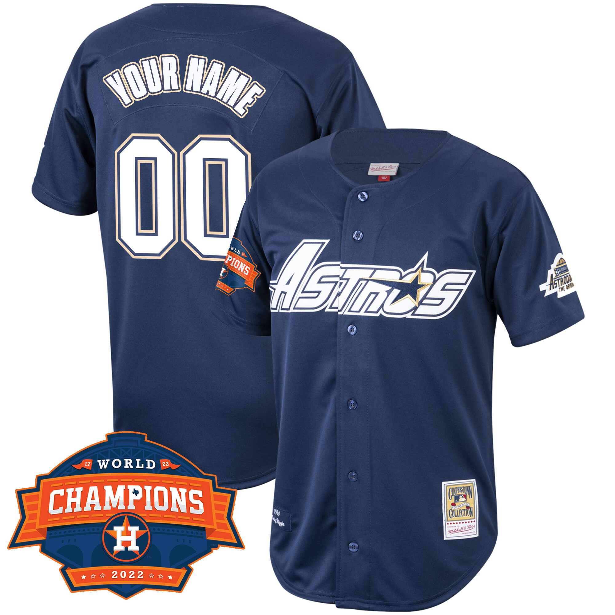 Men Houston Astros Mitchell & Ness Cooperstown Champions Limited Custom Name and Number Player Jersey
