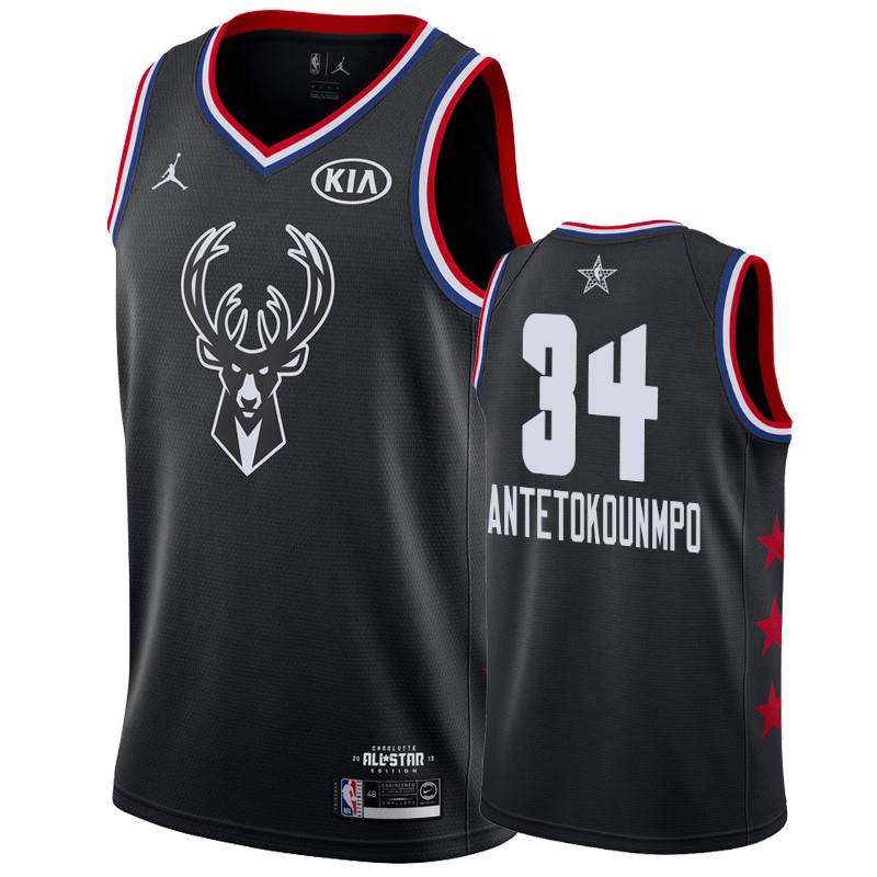 Men Milwaukee Bucks #34 Giannis Antetokounmpo All-Star Game Finished Jersey - Black