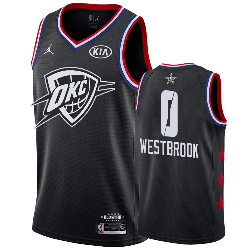 Men Oklahoma City Thunder #0 Russell Westbrook All-Star Game Finished Jersey - Black