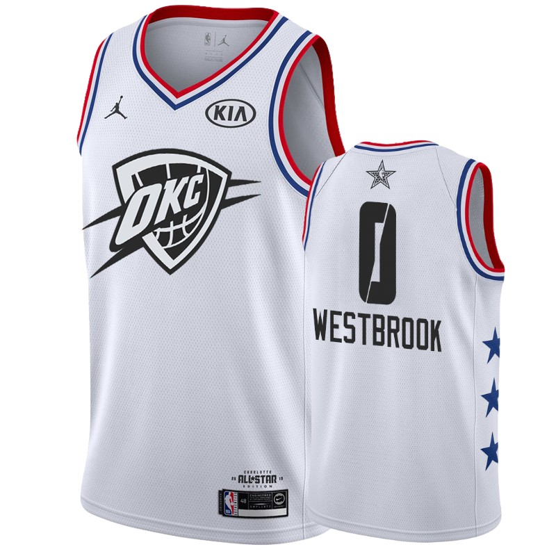 Men Oklahoma City Thunder #0 Russell Westbrook All-Star Game Finished Jersey - White