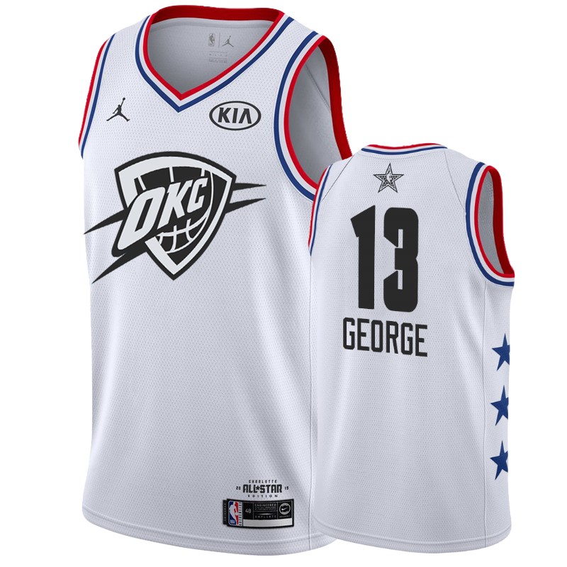 Men Oklahoma City Thunder #13 Paul George All-Star Game Finished Jersey - White