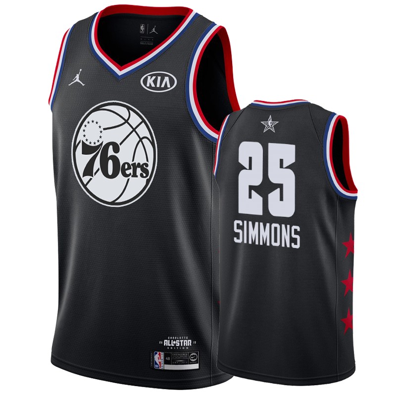 Men Philadelphia 76ers #25 Ben Simmons All-Star Game Finished Jersey - Black