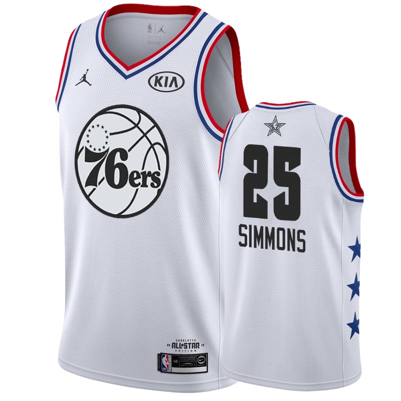 Men Philadelphia 76ers #25 Ben Simmons All-Star Game Finished Jersey - White