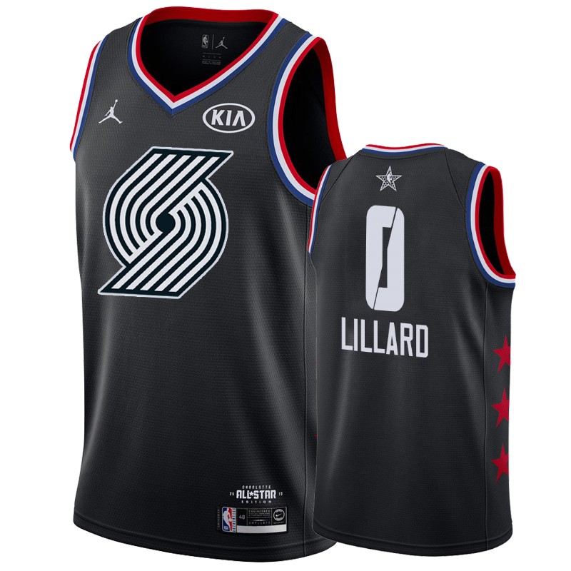 Men Portland Trail Blazers #0 Damian Lillard All-Star Game Finished Jersey - Black