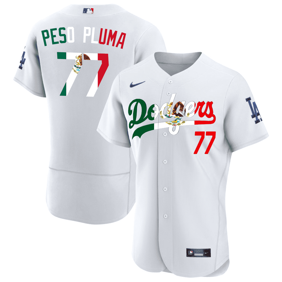 Men's #77 Peso Pluma LA Los Angeles Dodgers Special Mexico Flex Base Jersey