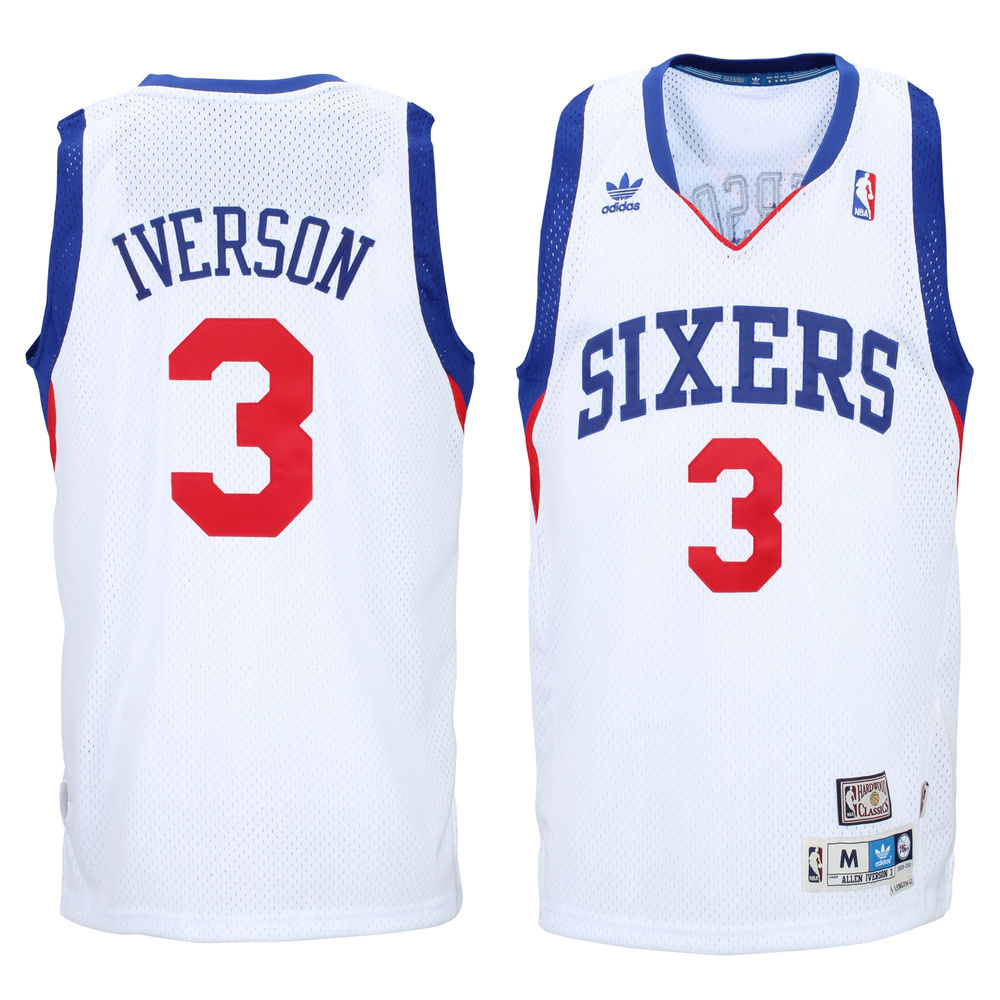 Men's Allen Iverson Philadelphia 76ers White Hardwood Classics Swingman Jersey