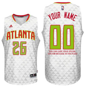 Mens Atlanta Hawks Home White Custom Message Jersey