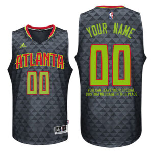 Mens Atlanta Hawks Road Black Custom Message Jersey