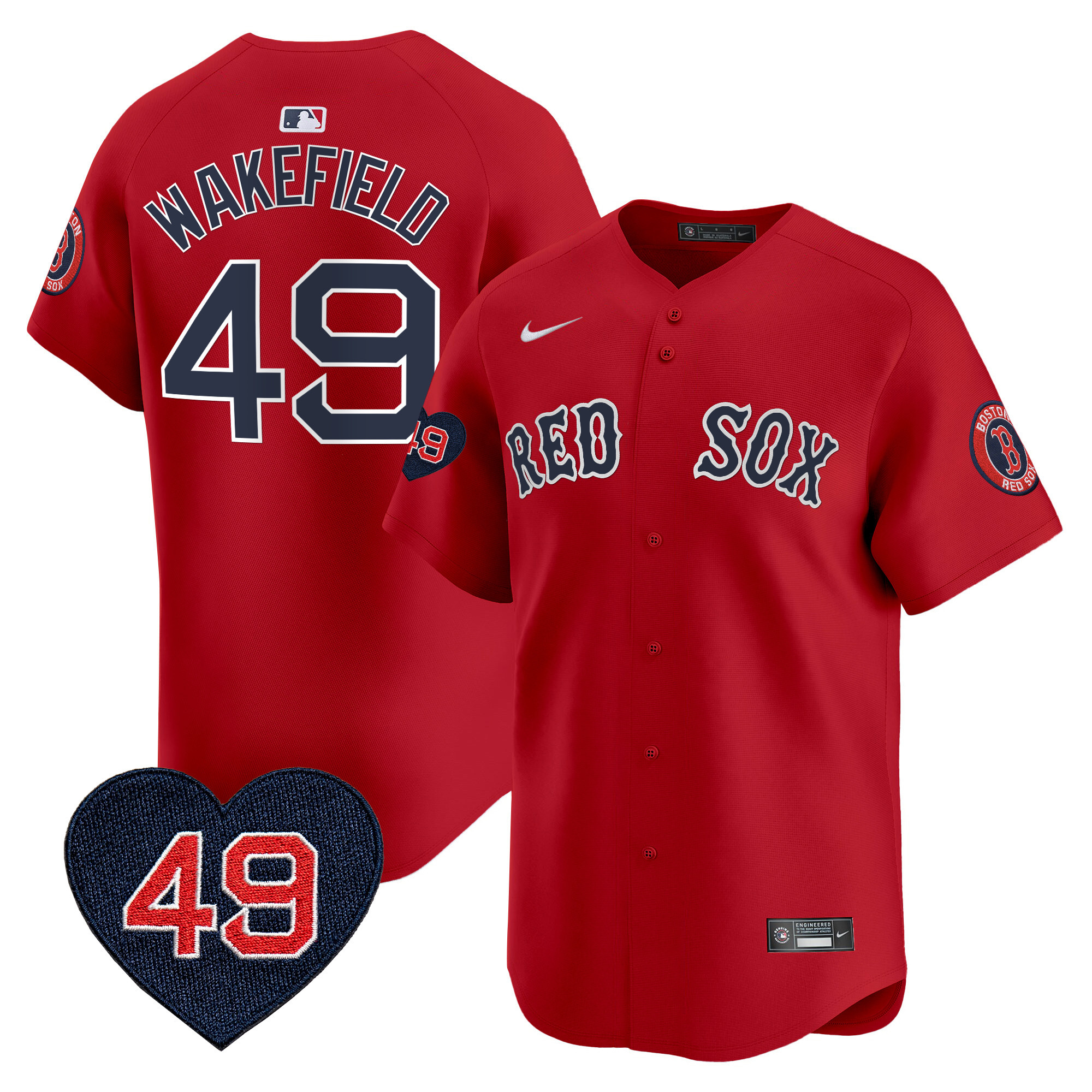 Men's Boston Red Sox Tim Wakefield Patch Vapor Premier Limited Jersey - All Stitched