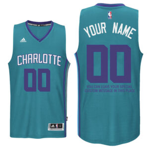 Mens Charlotte Hornets Alternate Teal Custom Message Jersey
