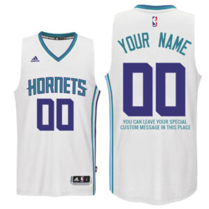 Mens Charlotte Hornets Home White Custom Message Jersey