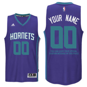 Mens Charlotte Hornets Road Purple Custom Message Jersey