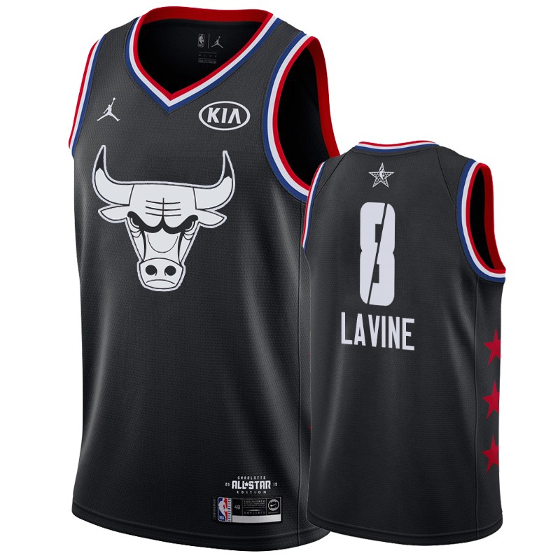 Men's Chicago Bulls #8 Zach LaVine All-Star Jersey - Black