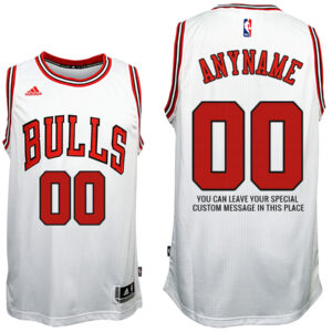 Mens Chicago Bulls Home White Custom Message Jersey