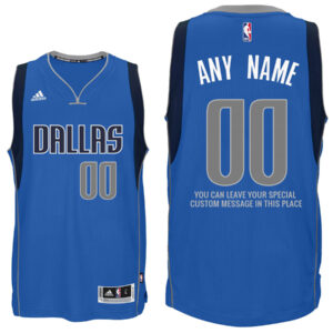 Mens Dallas Mavericks Road Blue Custom Message Jersey