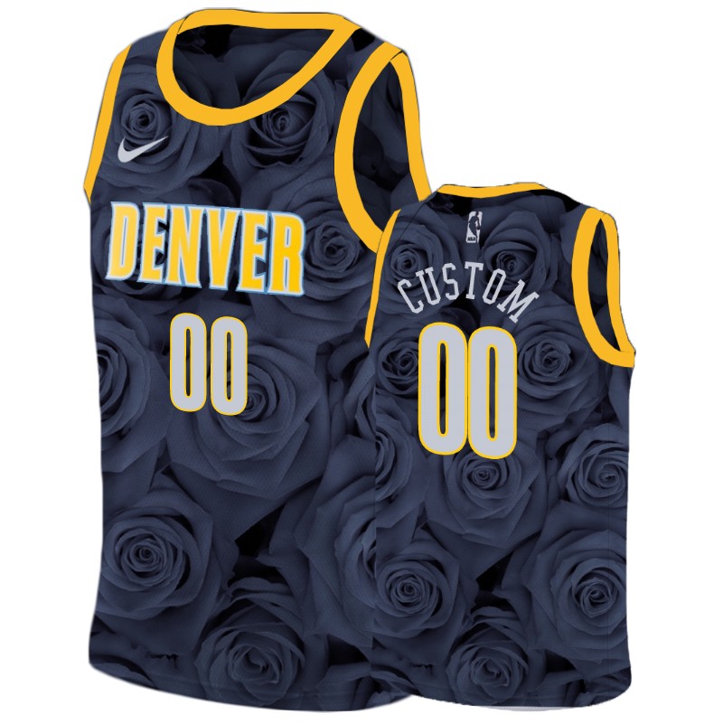 Men's Denver Nuggets Custom Black National Flower Jersey