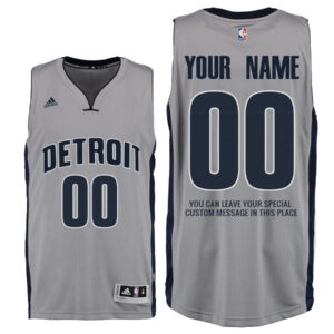 Mens Detroit Pistons Alternate Gray Custom Message Jersey