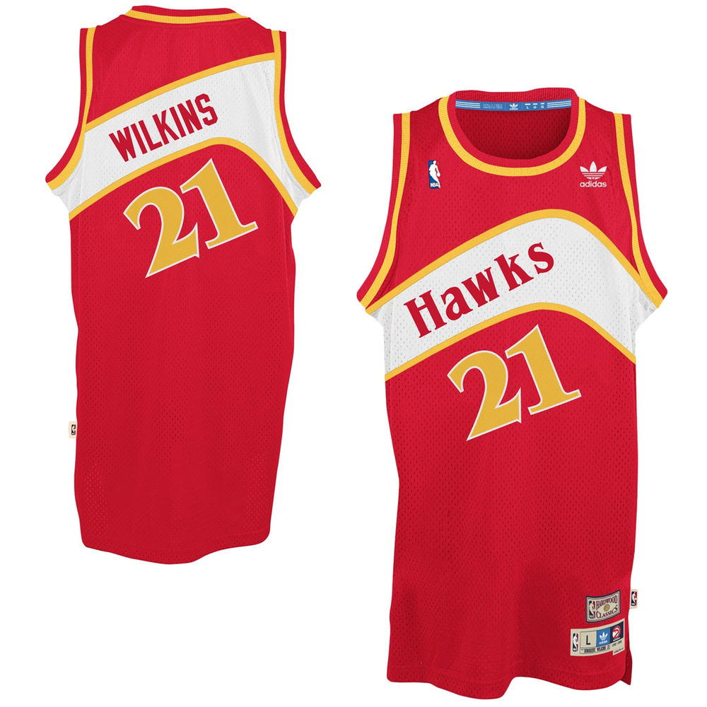 Mens Dominique Wilkins Atlanta Hawks Red Hardwood Classics Swingman Jersey