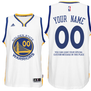 Mens Golden State Warriors Home White Custom Message Jersey