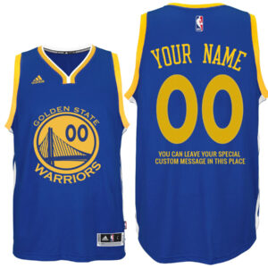 Mens Golden State Warriors Road Blue Custom Message Jersey