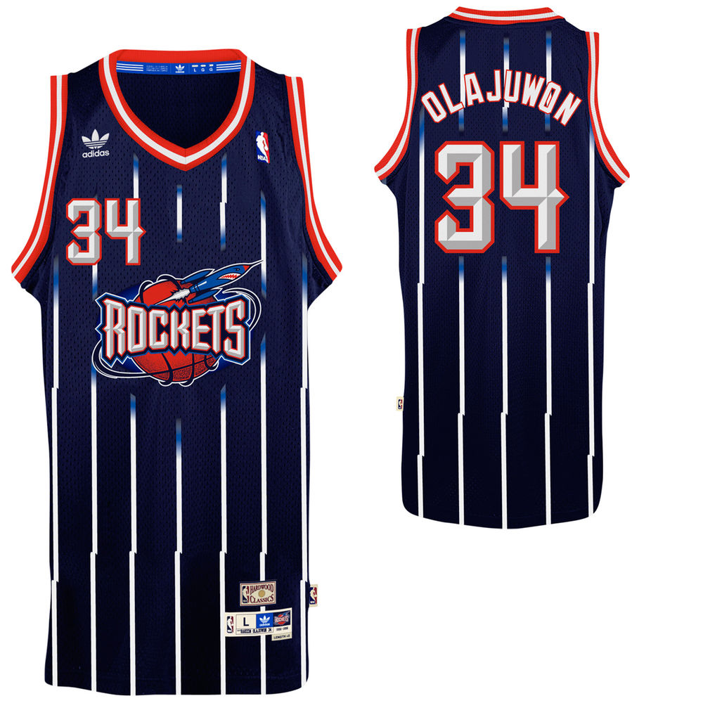Men's Hakeem Olajuwon Houston Rockets Blue Hardwood Classics Swingman Jersey