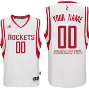 Mens Houston Rockets Home White Custom Message Jersey