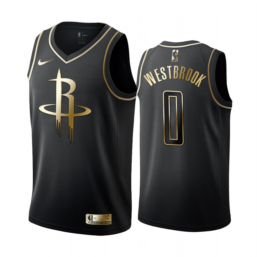 Men's Houston Rockets Russell Westbrook Black #0 Golden Edition Jersey