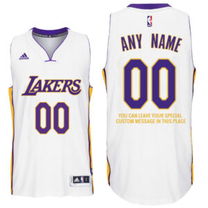 Mens Los Angeles Lakers Alternate White Custom Message Jersey