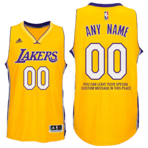 Mens Los Angeles Lakers Home Gold Custom Message Jersey