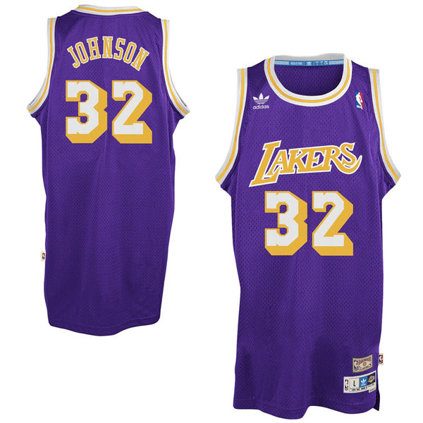 Men's Magic Johnson Los Angeles Lakers Purple Hardwood Classics Swingman Jersey