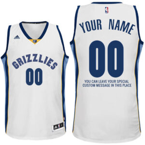 Mens Memphis Grizzlies Home White Custom Message Jersey