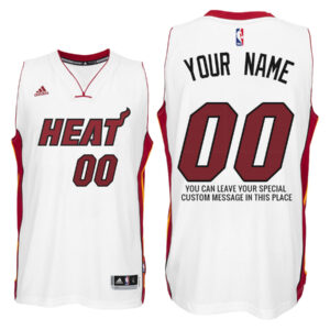 Mens Miami Heat Home White Custom Message Jersey