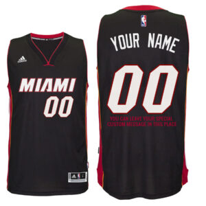 Mens Miami Heat Road Black Custom Message Jersey