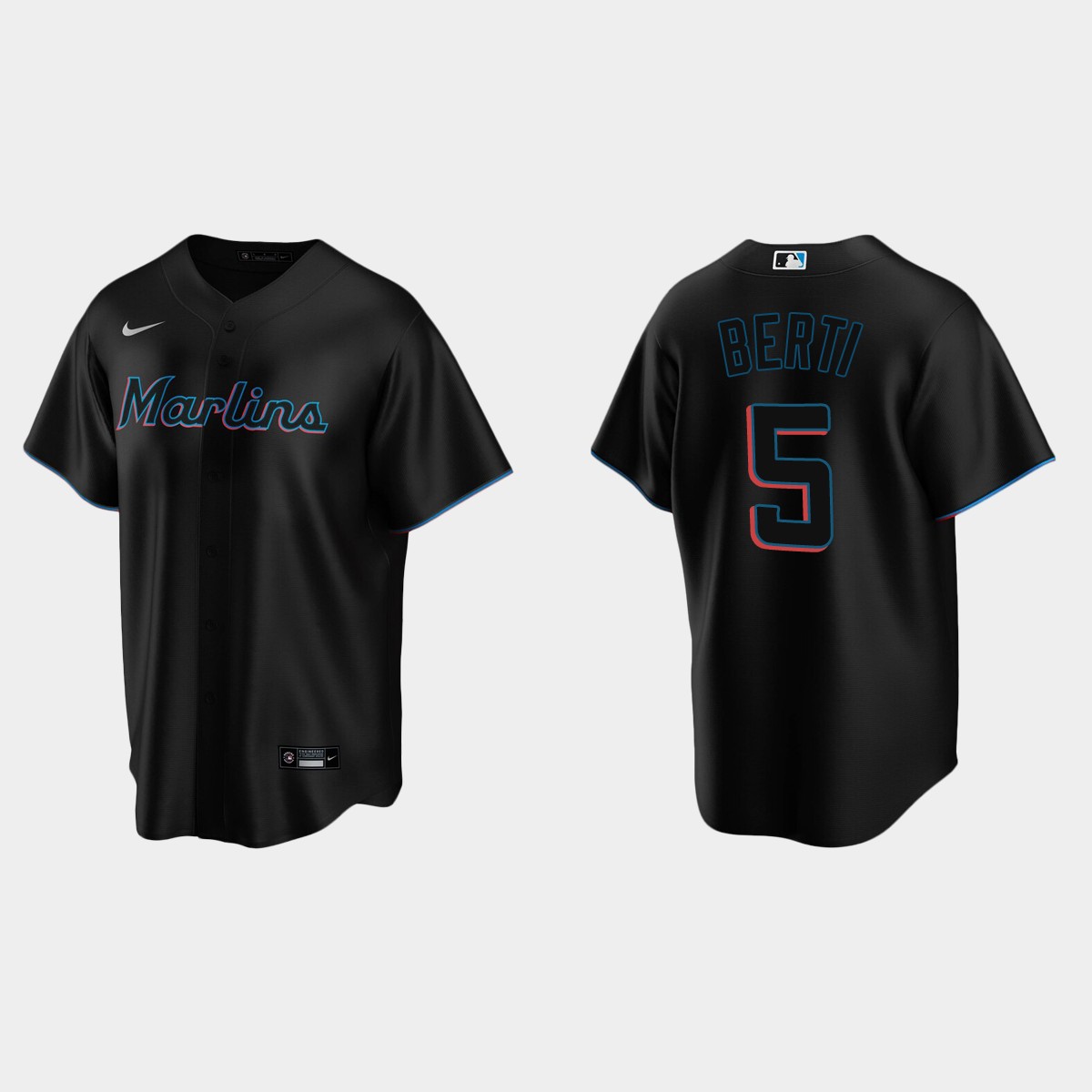 Men's Miami Marlins Jon Berti Alternate Jersey - Black