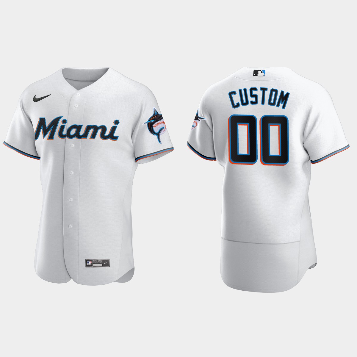 Men's Miami Marlins White Custom Jersey
