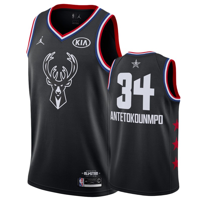 Men's Milwaukee Bucks #34 Giannis Antetokounmpo All-Star Jersey - Black