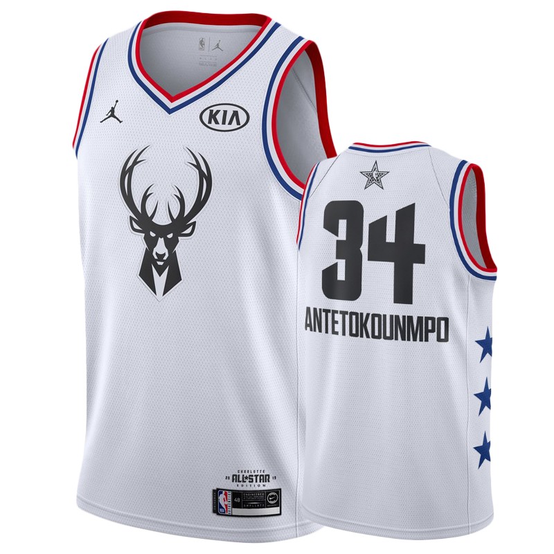 Men's Milwaukee Bucks #34 Giannis Antetokounmpo All-Star Jersey - White