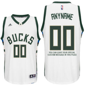 Mens Milwaukee Bucks Home White Custom Message Jersey