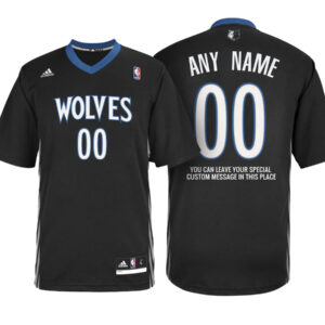 Mens Minnesota Timberwolves Alternate Black Custom Message Jersey