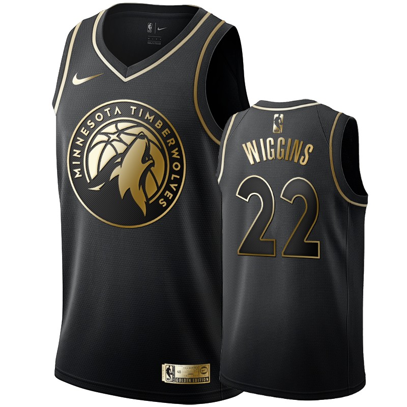 Men's Minnesota Timberwolves Andrew Wiggins Black #22 Golden Edition Swingman Jersey