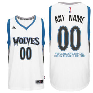 Mens Minnesota Timberwolves Home White Custom Message Jersey