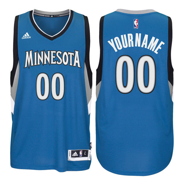 Mens Minnesota Timberwolves Road Blue Custom Message Jersey